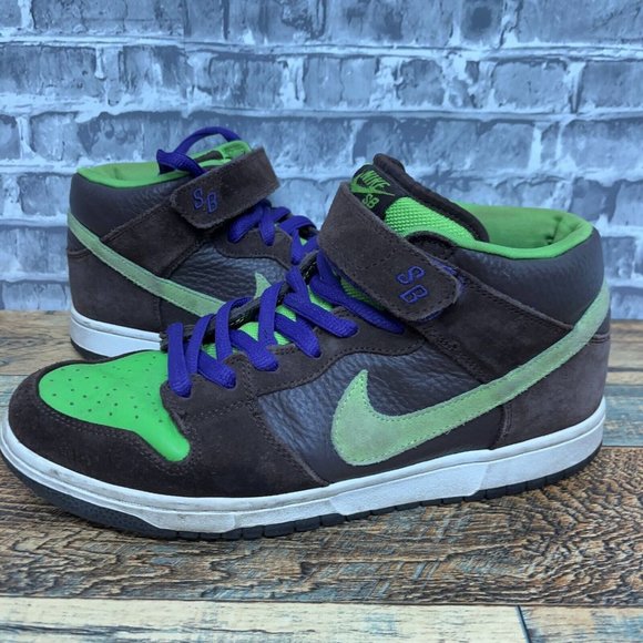 Nike Dunk SB Mid Donatello Baroque Brown Radiant Green 314383-231 Mens Size 10 - Picture 1 of 12
